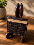 Limited Edition 1992 Embossed Leather Minimalist Card Holder Wallet – Handcrafted Saddle-Stitched Front Pocket Wallet by Grain & Grit Leather Co