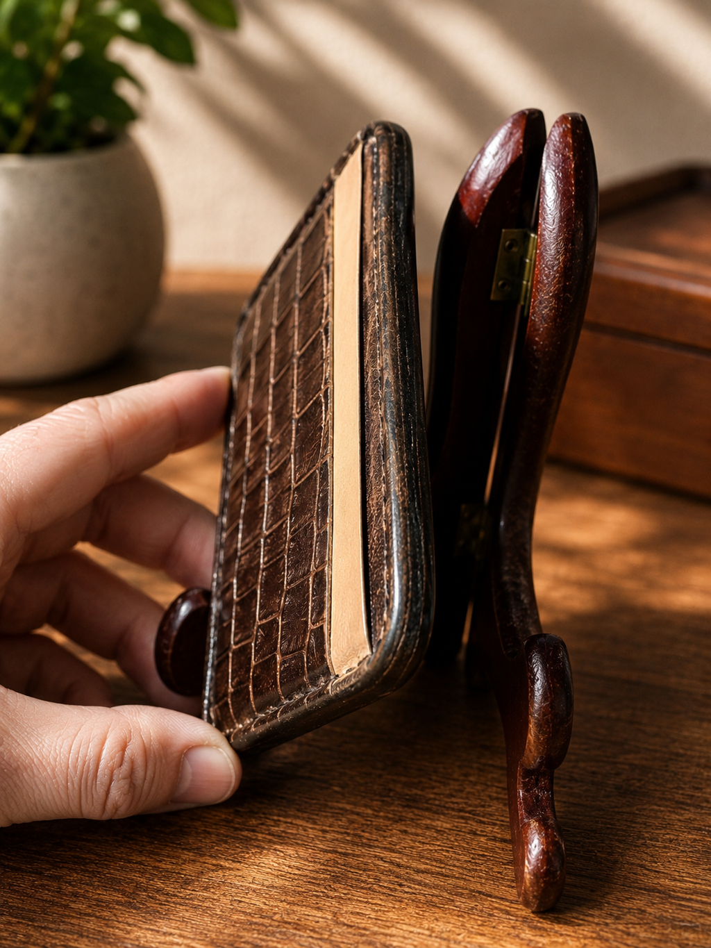 Limited Edition 1992 Embossed Leather Minimalist Card Holder Wallet – Handcrafted Saddle-Stitched Front Pocket Wallet by Grain & Grit Leather Co