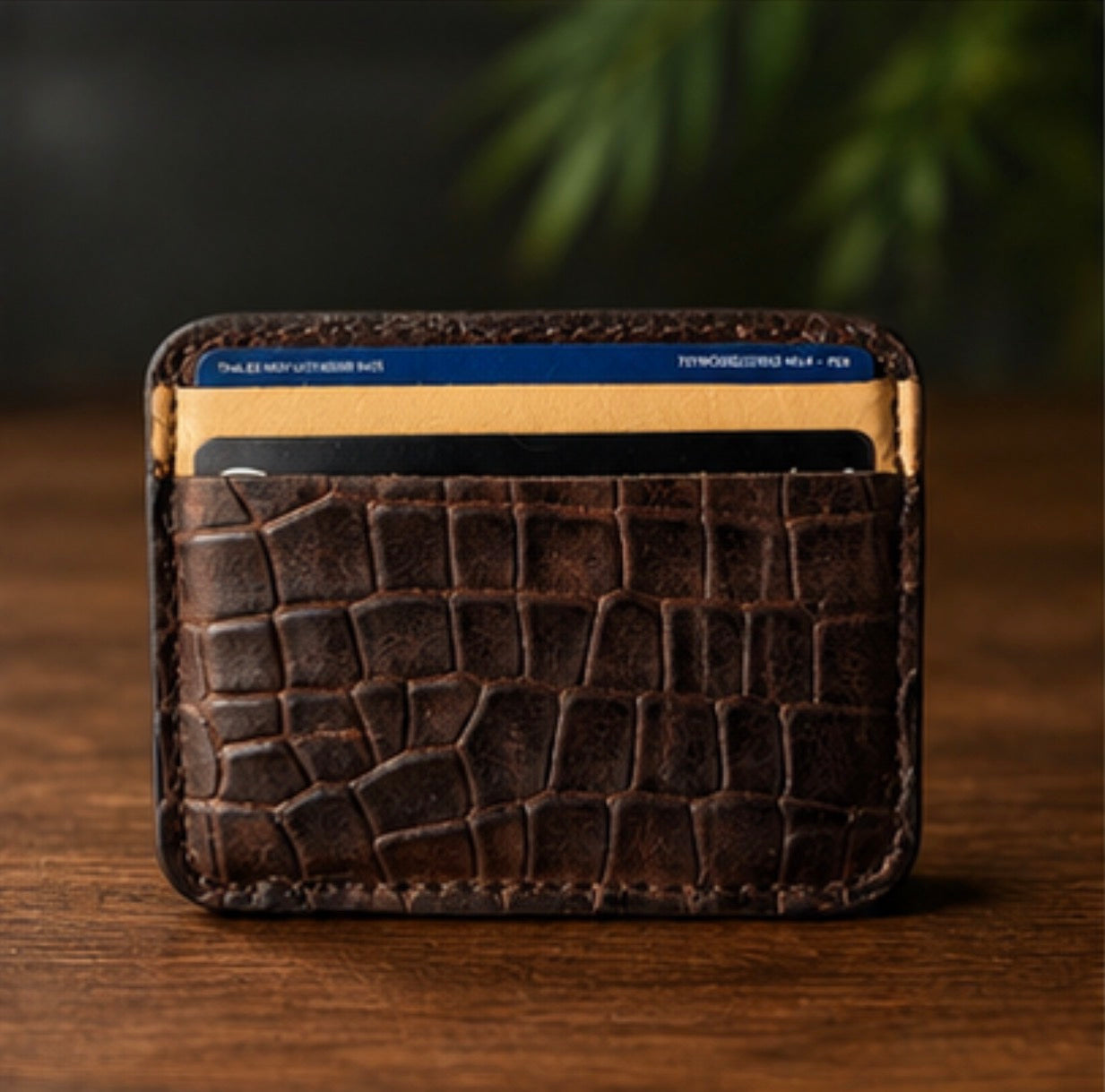 Limited Edition 1992 Embossed Leather Minimalist Card Holder Wallet – Handcrafted Saddle-Stitched Front Pocket Wallet by Grain & Grit Leather Co