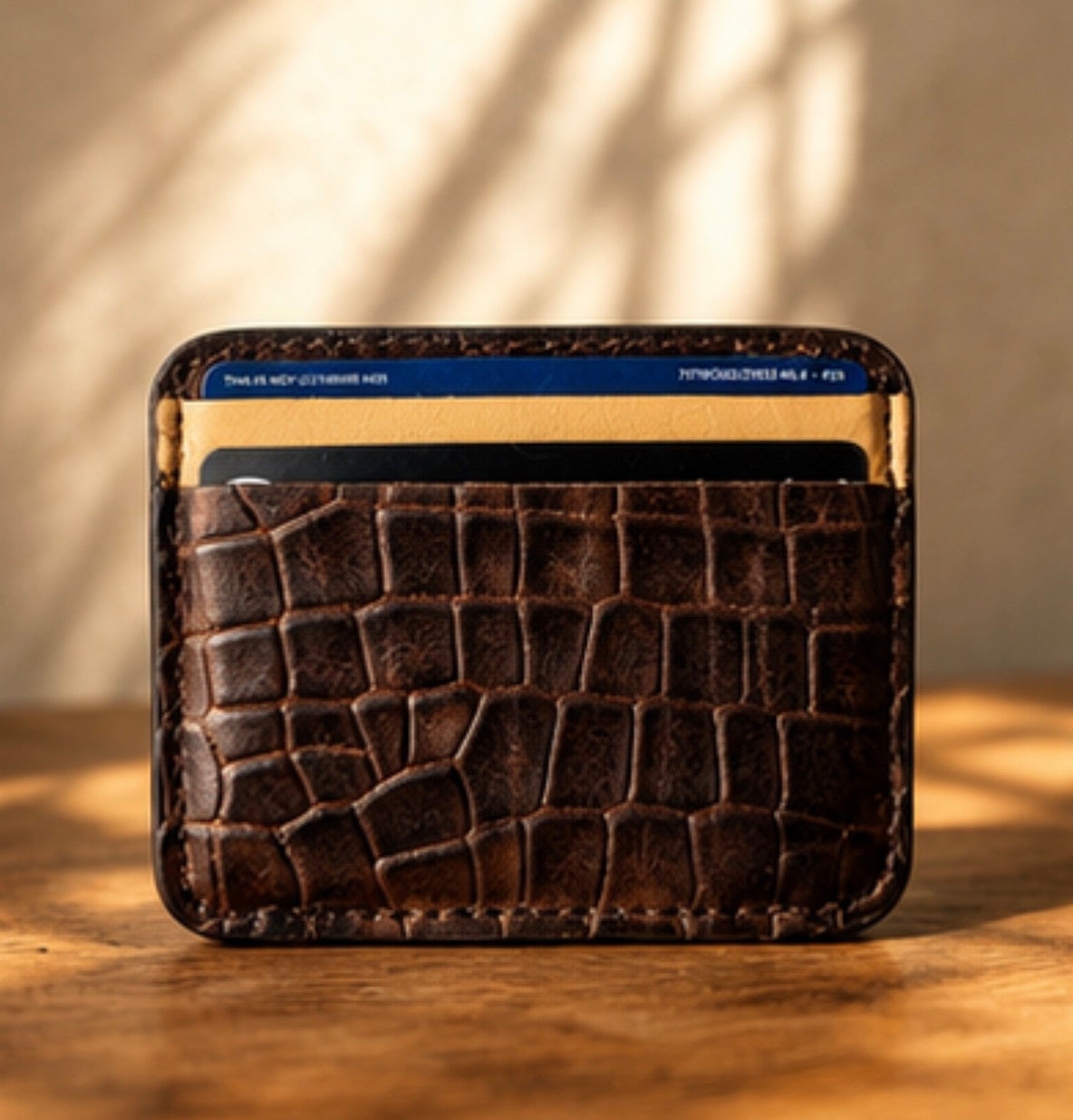 Limited Edition 1992 Embossed Leather Minimalist Card Holder Wallet – Handcrafted Saddle-Stitched Front Pocket Wallet by Grain & Grit Leather Co